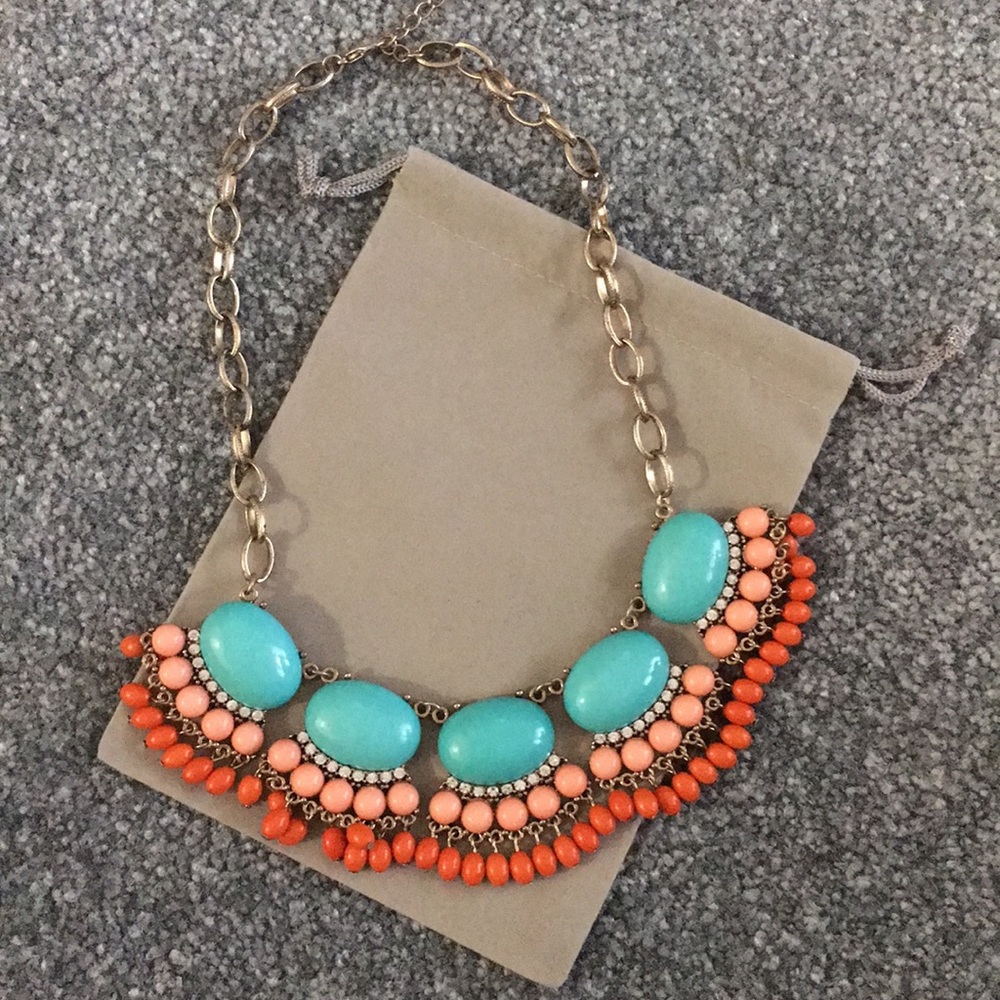 Turquoise/Peach/Orange Statement Necklace!